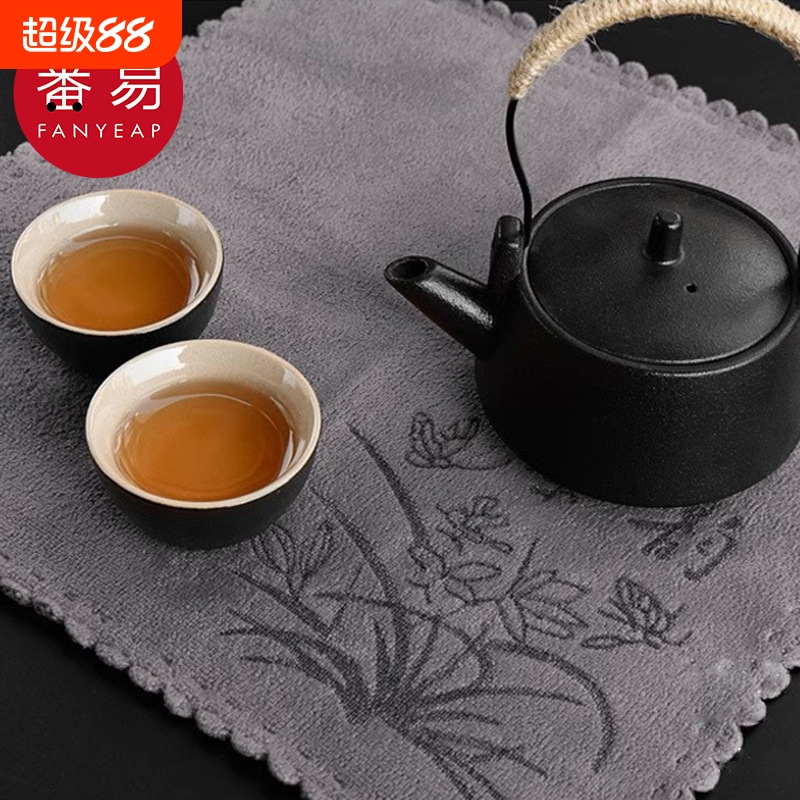 茶巾AC1sl001-茶具配件功夫茶布吸水毛巾茶台垫方形茶几桌布抹布