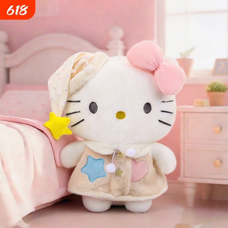 晚安哈喽KT公仔kt猫玩偶凯帝猫娃娃hellokitty毛绒玩具毕业礼物女