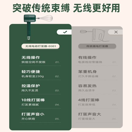 打蛋器电动家用小型淡奶油打发器蛋糕机半自动烘焙工具搅拌棒和面