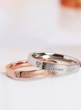 爱心字母戒指情侣钛钢高级感