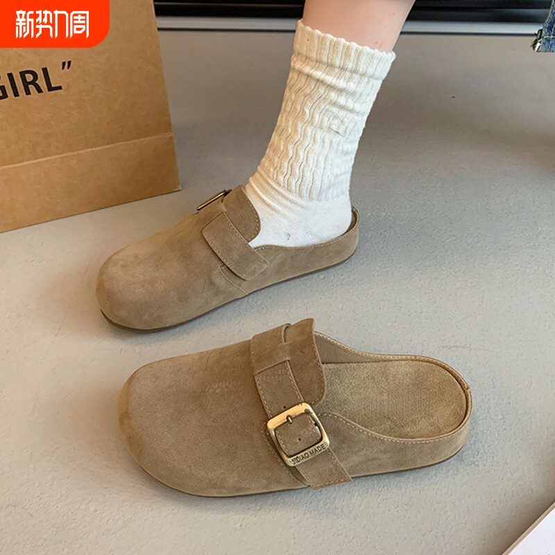 厚底勃肯鞋拖鞋女2026春内增高新款外穿博肯包头半鞋女一脚蹬百搭