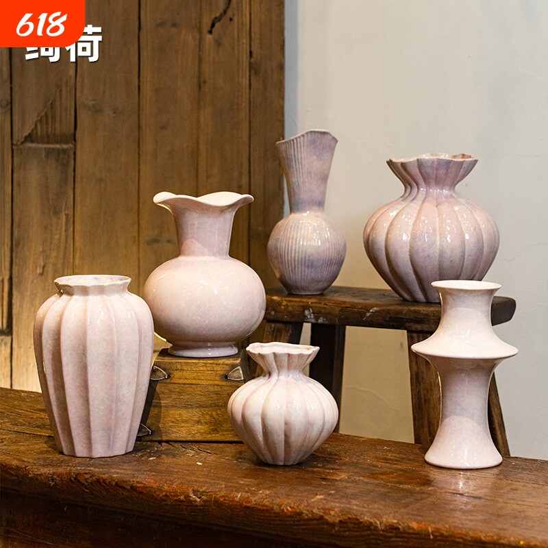 景德镇陶瓷油画花瓶家居新中式客厅摆件轻奢装饰瓶插花玄关卧室