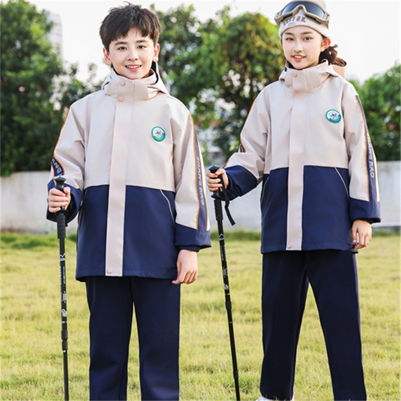 上饶校服冬装中小学生冲锋衣三件套三防外套内胆加绒长裤冬季防风