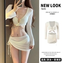 泳衣女比基尼女四件套分体2024新款 镂空保守海边泡温泉钢托 时尚