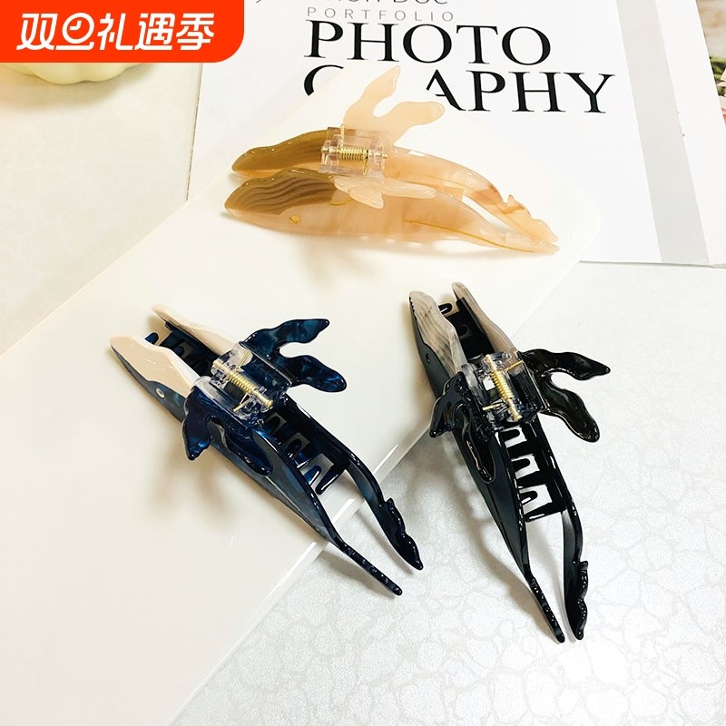 新款醋酸鲸鱼发夹小众动物造型后脑勺抓夹卡通可爱鲨鱼夹发饰批发