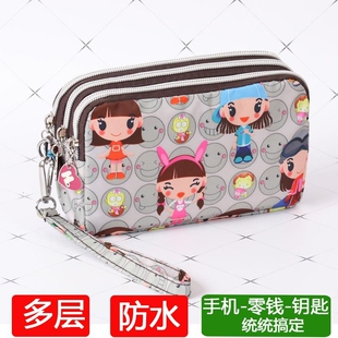 装手机零钱包女帆布手拿包迷你小包包放手包钱袋红色钥匙卡通多层