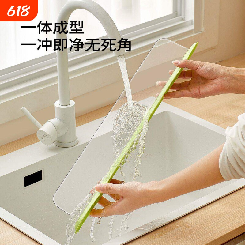 透明PET一体吸盘挡水板厨房家用防溅水神器挡板洗手池台面加高