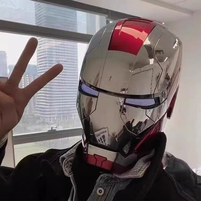 六一节贾维斯钢铁侠MK5电动头盔儿童面具cos穿戴自动开合头套礼物