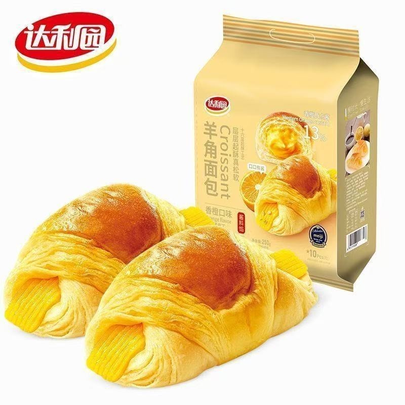 达利园羊角面包香橙味夹心巧克力早餐可颂学生休闲糕点牛角零食