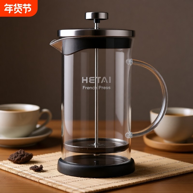 法式法压壶咖啡壶手冲过滤杯打奶泡器具茶壶玻璃滤压壶加厚咖啡,餐饮具,茶壶,淘宝优惠券,粉丝福利购,淘宝优惠卷