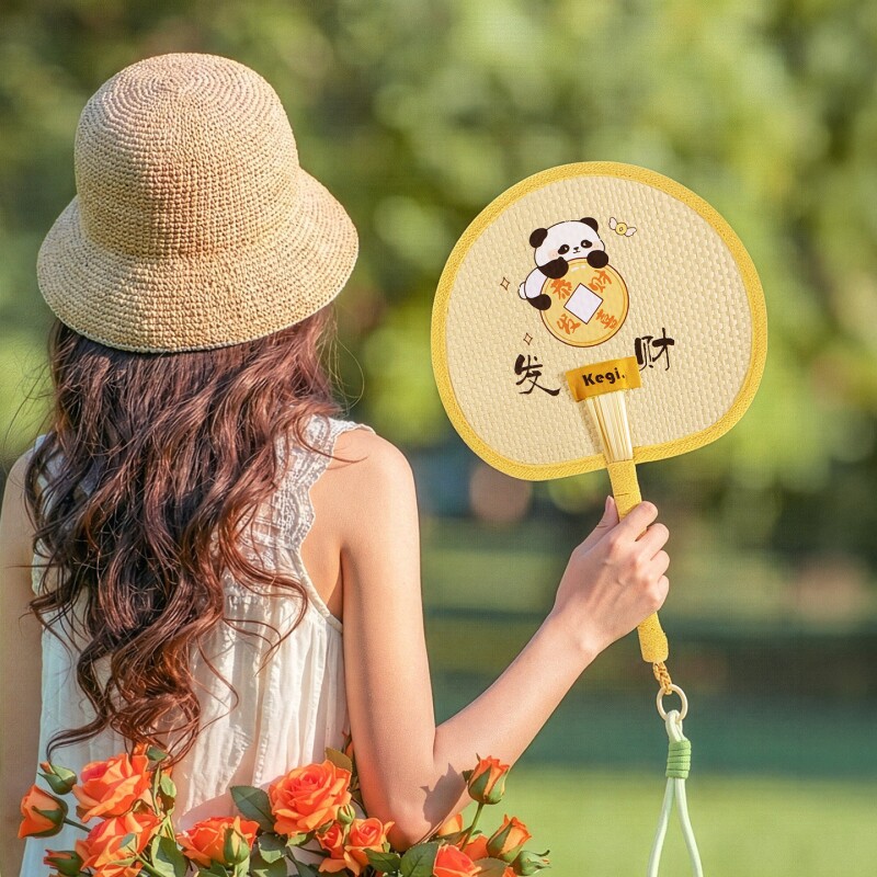 扇子家用老式手摇扇夏天儿童芭蕉扇手工烫画麦秆扇大蒲扇多规格