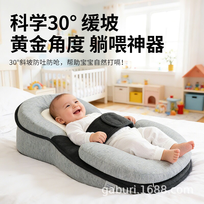 防溢奶呛奶枕头新生儿枕宝宝喂奶神器哺乳枕躺喂婴儿防吐奶斜坡垫