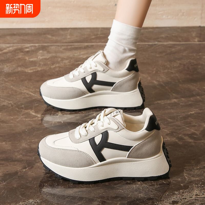品牌断码2026新款韩版时尚鞋女厚底百搭圆头休闲老爹可爱运动鞋多