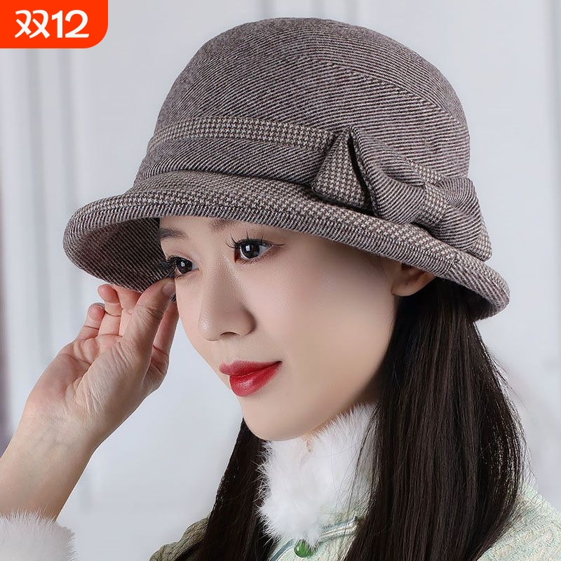 蝴蝶结帽子女秋冬季时尚百搭