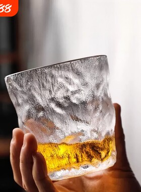 冰川纹玻璃杯子ins风透明水杯家用牛奶咖啡杯啤酒杯高级感