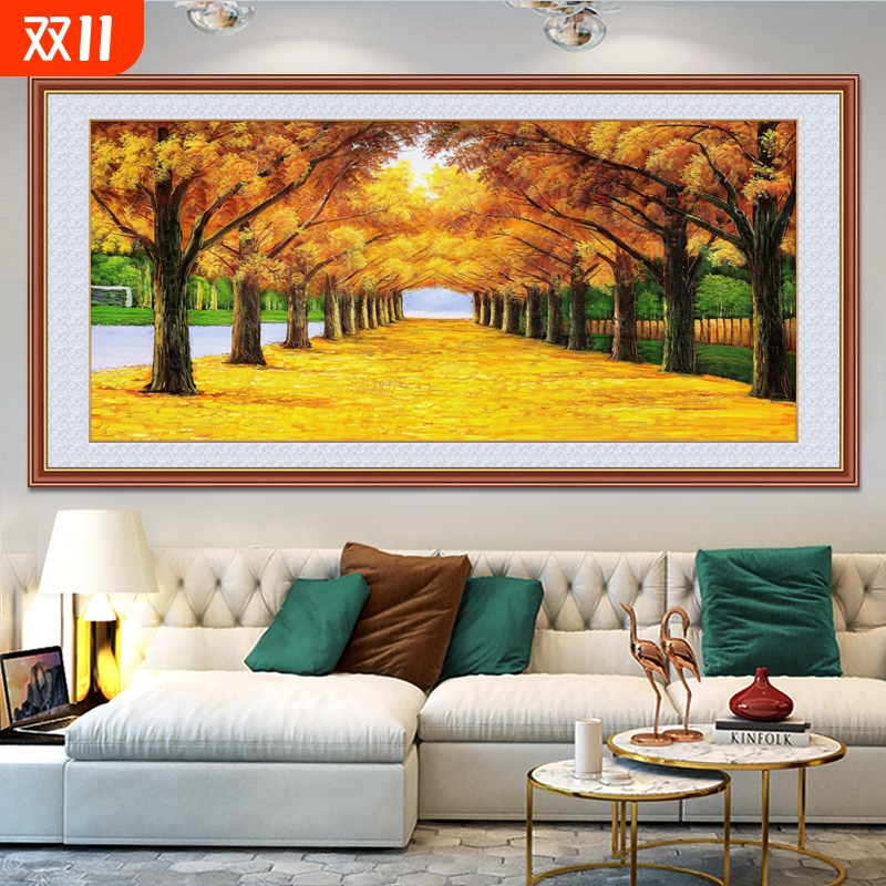 招财黄金摇钱发财树餐厅装饰画高档现代简约玄关壁画客厅挂画墙面图片