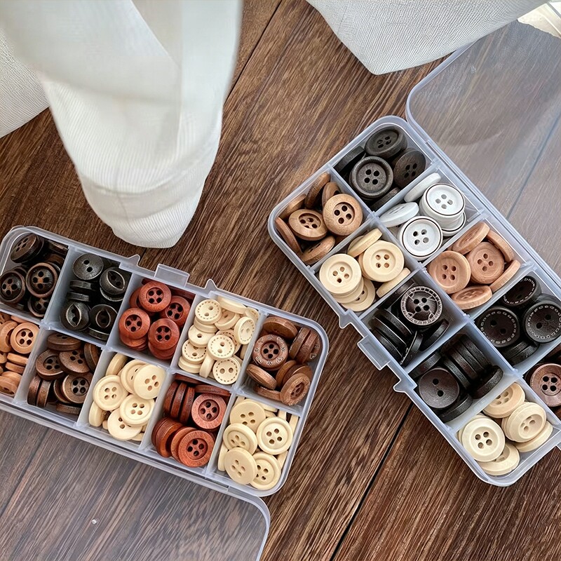 混装100个木质纽扣天然椰子扣diy钩织玩偶童装扣子衬衫开衫装饰