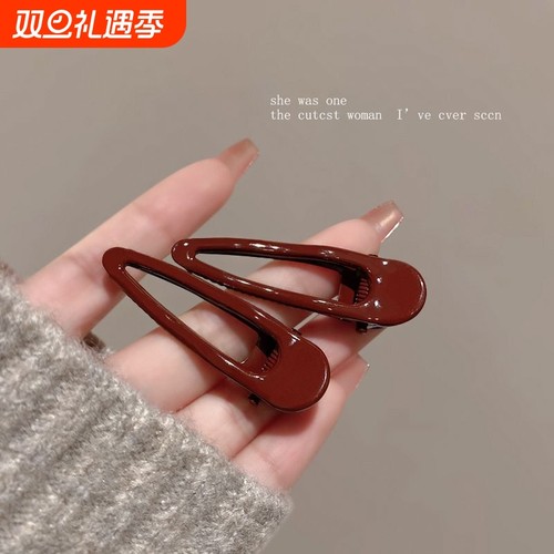 秋冬新款安可拉红发夹新年头饰边夹侧边刘海夹水滴鸭嘴夹气质发卡