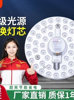 led吸顶灯灯芯灯盘替换芯节能灯泡家用超亮客厅圆形灯板透镜灯珠