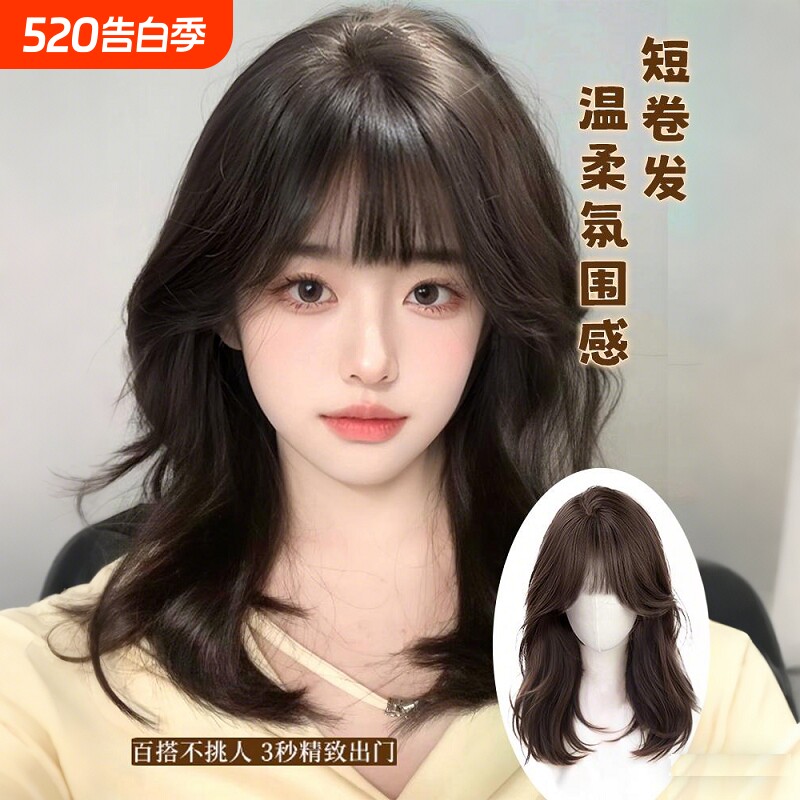 假发女长发不用戴发网头顶补发蓬松增发量遮白发高颅顶卷发假发片