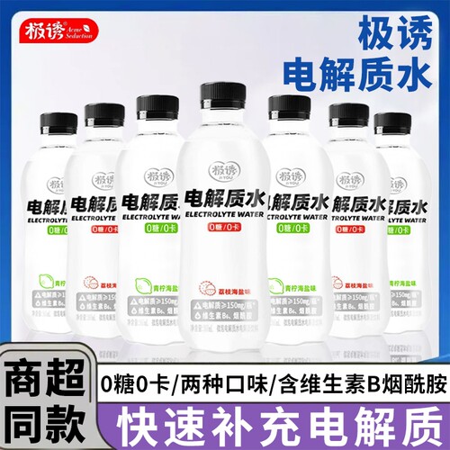电解质气泡水青柠海盐味24瓶整箱批发0糖0卡运动补水饮品补充能量