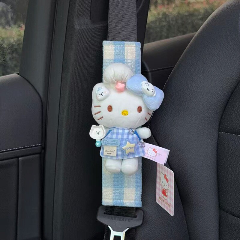 正版HelloKitty汽车安全带护肩保护套车载小玩偶内饰保险带装饰品图片
