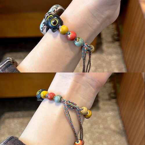 【小猫串珠】适用于华为FIT4/4pro表带智能手表watchfit3小狗替换带新款watch2腕表夏天编绳可爱表链女生腕带