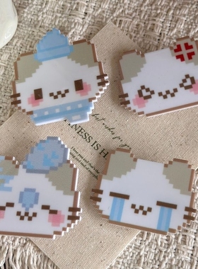 无品牌/无注册商标可爱像素马赛克搞笑表情猫咪发夹头饰学生发夹