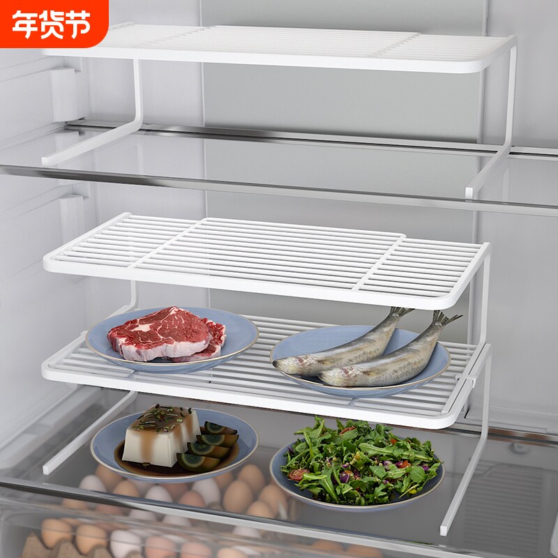 冰箱内放盘子置物架冰柜内部保鲜分层收纳神器多功能橱柜碗碟架子
