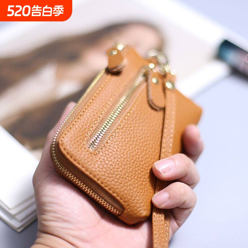 2026年新款零钱包女士钥匙包手拿包钱包大容量车钥匙真皮红色手腕