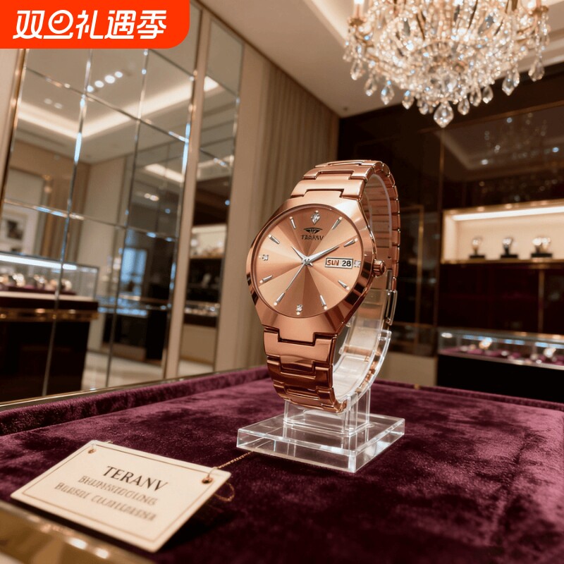 手表男款机械风全自动防水高级感全自动男表数字双日历防水腕表男