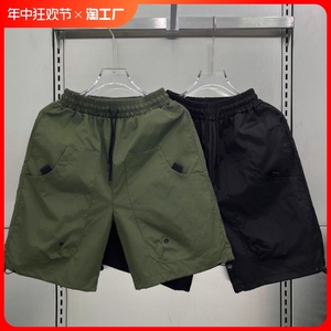 2024夏季新款工装短裤男士宽松大口袋青少年宽松潮牌中裤五分裤