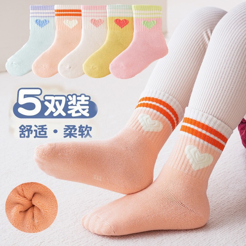 儿童袜子女童袜子秋冬加绒堆堆袜加厚地板袜保暖毛圈袜子男童棉袜