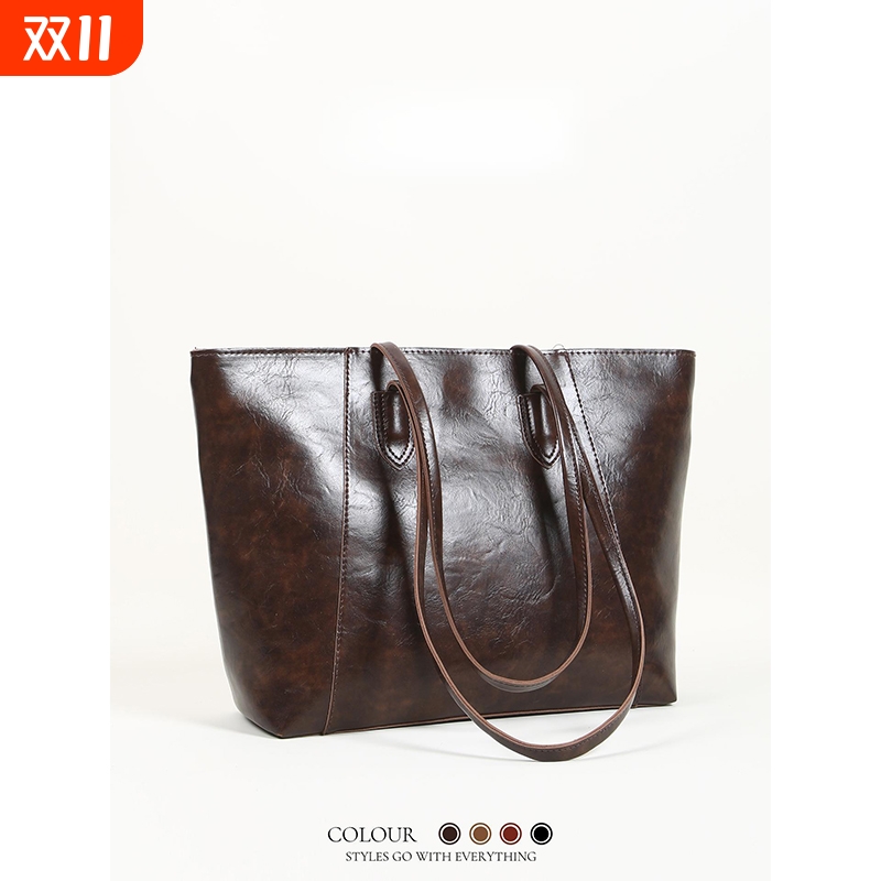 伊布古奇简约复古大容量包包女2025新款潮学生上课通勤单肩托特包