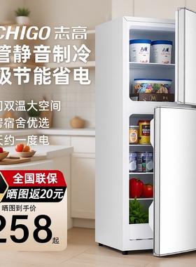 志高一级能效家用小冰箱小型宿舍租房用迷你省电办公室双门电冰箱