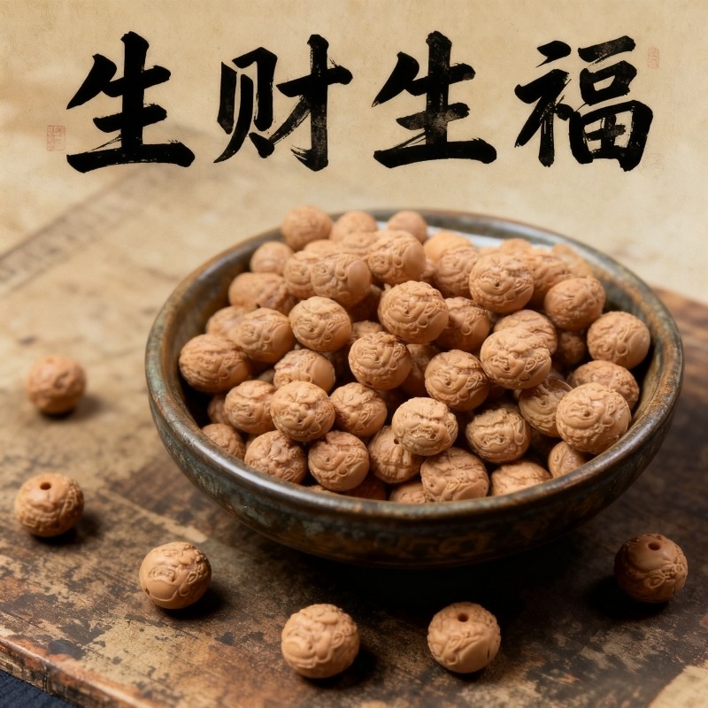 转运多福diy猴头核桃龙炎料雕刻盘玩收藏手串配珠文玩多规格可选