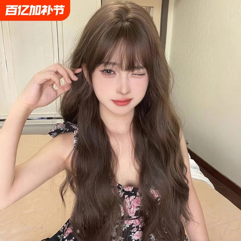 假发女长发长卷发羊毛卷空气刘海甜美自然韩系大波浪lolita全头套