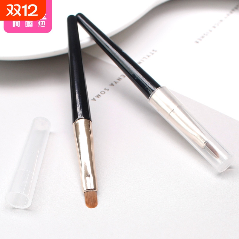 唇刷C1pf0-迷你便携式带盖口红刷女初学者化妆刷自然勾勒唇型随