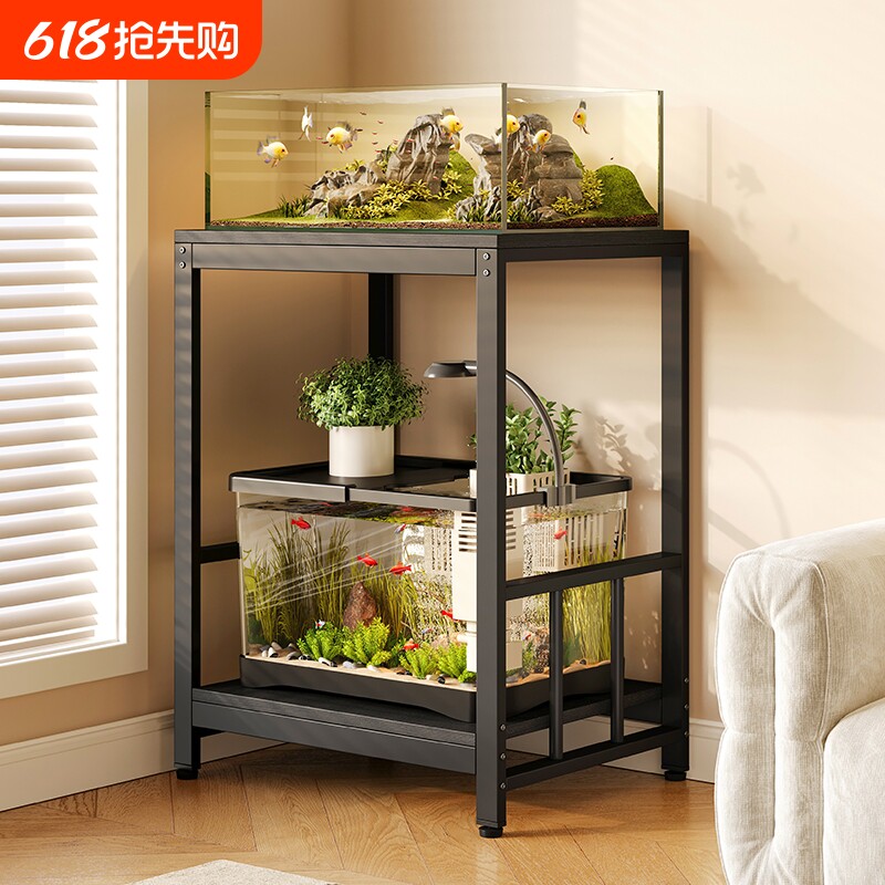 家用鱼缸架2026新款客厅放鱼缸双层置物架超强承重周转箱支架花架
