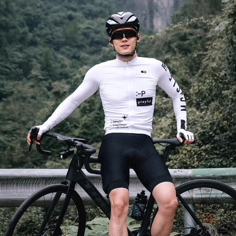 白色长袖骑行服男款2025新款夏季速干透气公路自行车短袖上衣女款