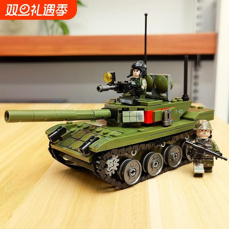 中国坦克积木男孩益智力拼装玩具装甲车飞机模型白摆件儿兼容乐高