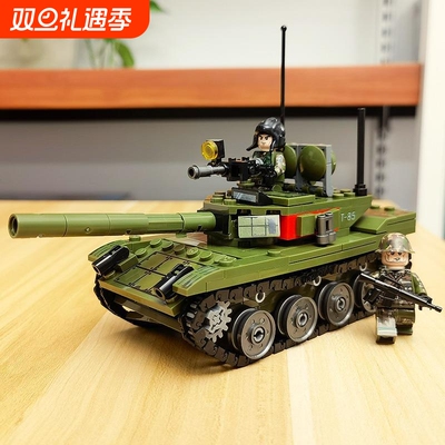 中国坦克积木男孩益智力拼装玩具装甲车飞机模型白摆件儿兼容乐高