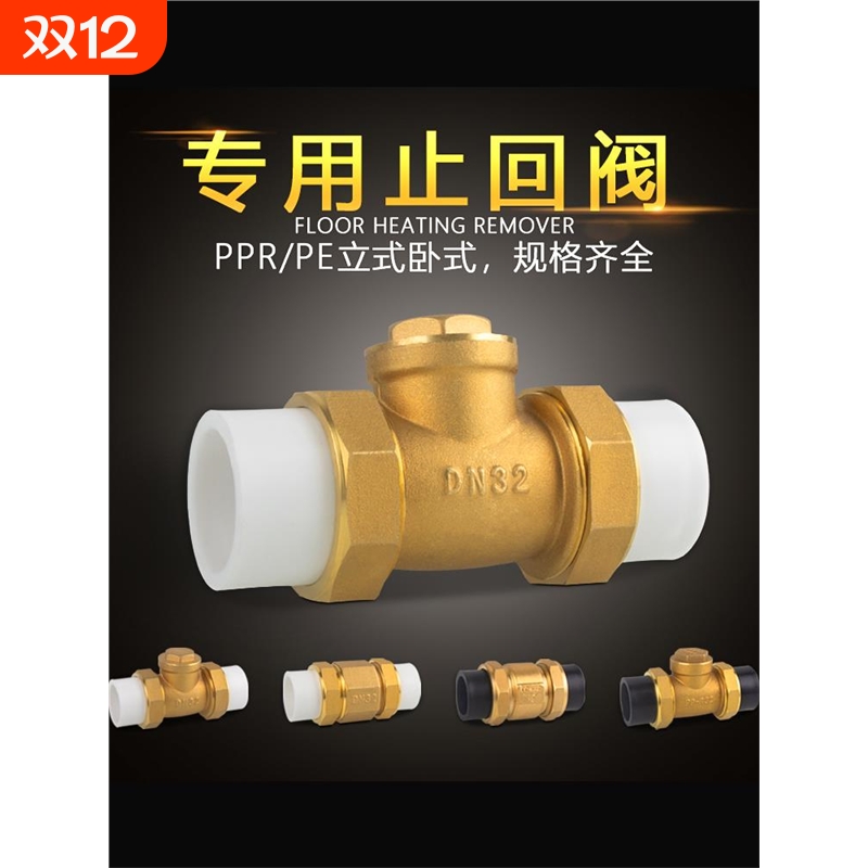 PE止回阀PPR铜卧立式双活接单向阀逆止自来水管表4/6分DN20/25/32