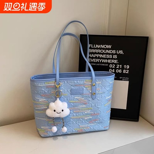 金玉鸟帆布包女大容量秋冬季百搭单肩大学生斜挎通勤托特包