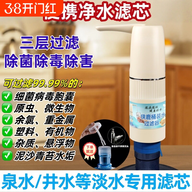 桶装水过滤器山泉水井水自来水去水垢余氯净水器电动抽水泵抽水器