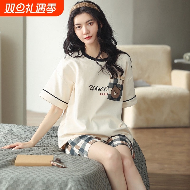 睡衣女款夏2025新款网红款超火春夏季短袖短裤可爱大码夏天家居服