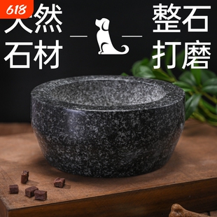 石头狗盆大号狗碗猫碗双碗食盆狗狗猫咪碗水碗防打翻饭盆宠物用品