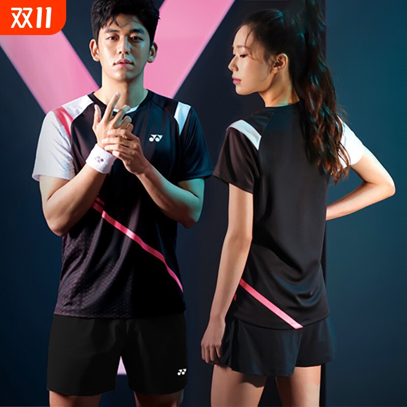 2025新款韩版羽毛球服男女情侣短袖运动套装夏季女收腰短袖训练服