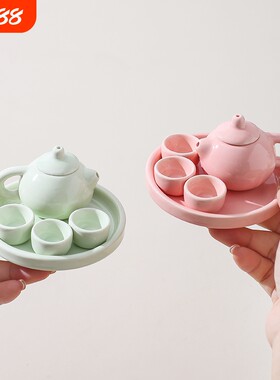便携式儿童茶壶茶具套装迷你陶瓷过家家泡茶器家用喝茶茶艺送礼