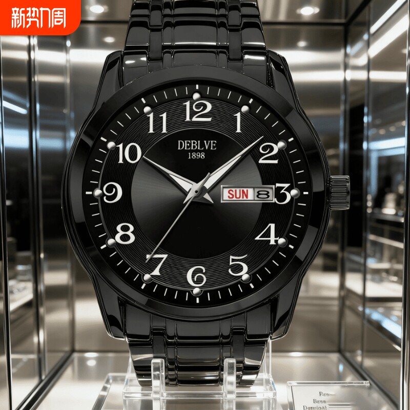 正品瑞士全自动非机械表手表男士学生韩版时尚潮双日历防水表夜光